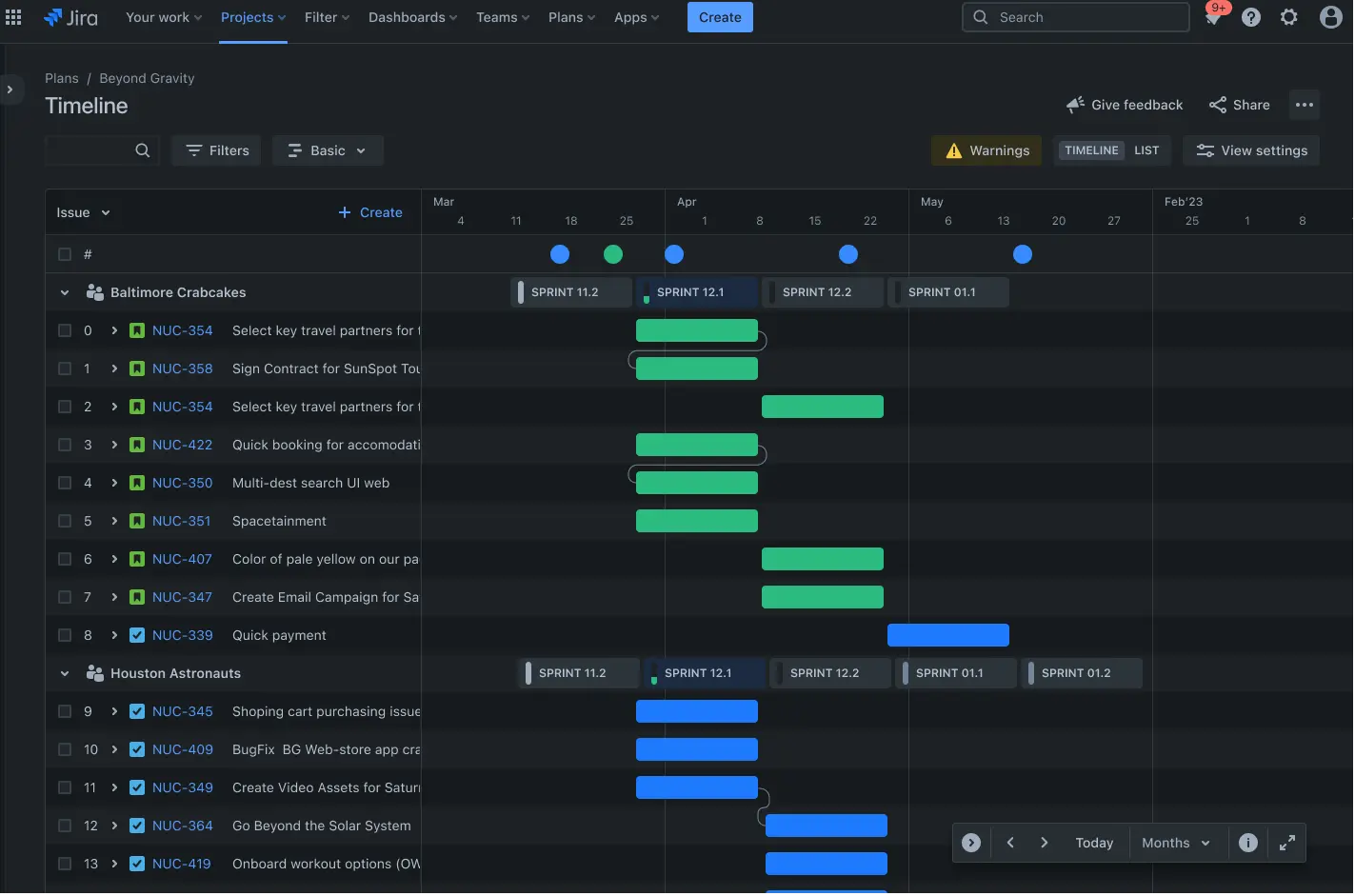 Jira project board interface