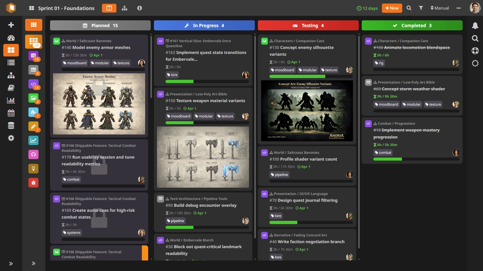 HacknPlan main dashboard overview
