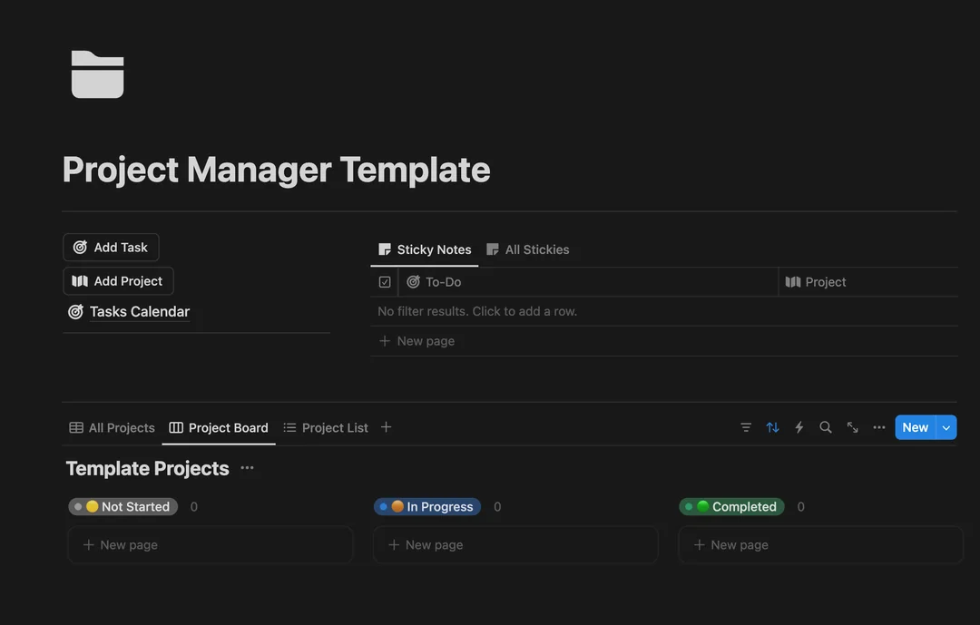 Notion workspace and planning view